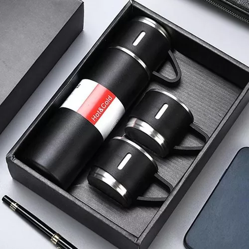 Garrafa Térmica Inox 500ml com 3 Xícaras Café e Chá